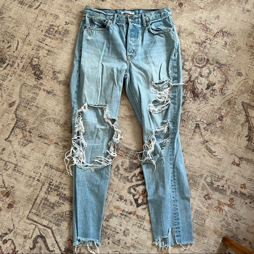 GRLFRND distressed straight leg jeans sz 27